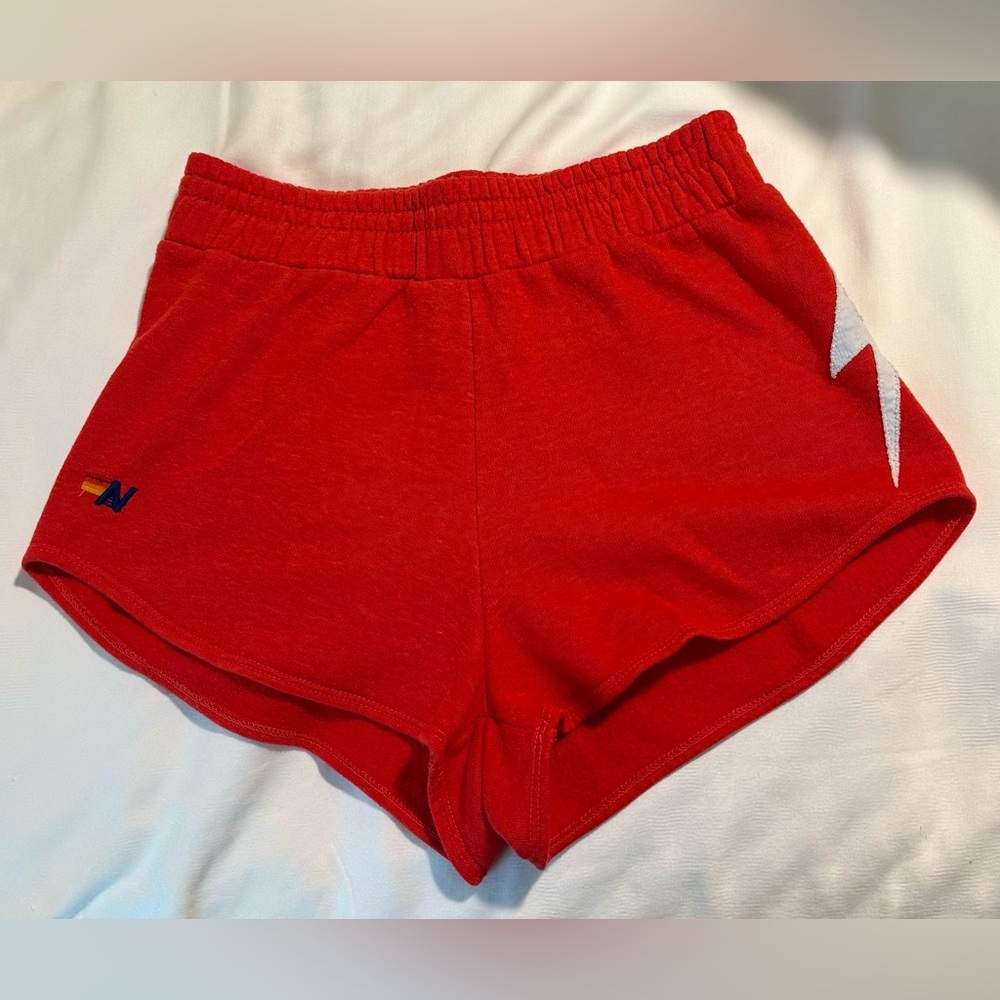 Aviator Nation BOLT STITCH WOMEN'S LOUNGER SHORTS - RED // WHITE